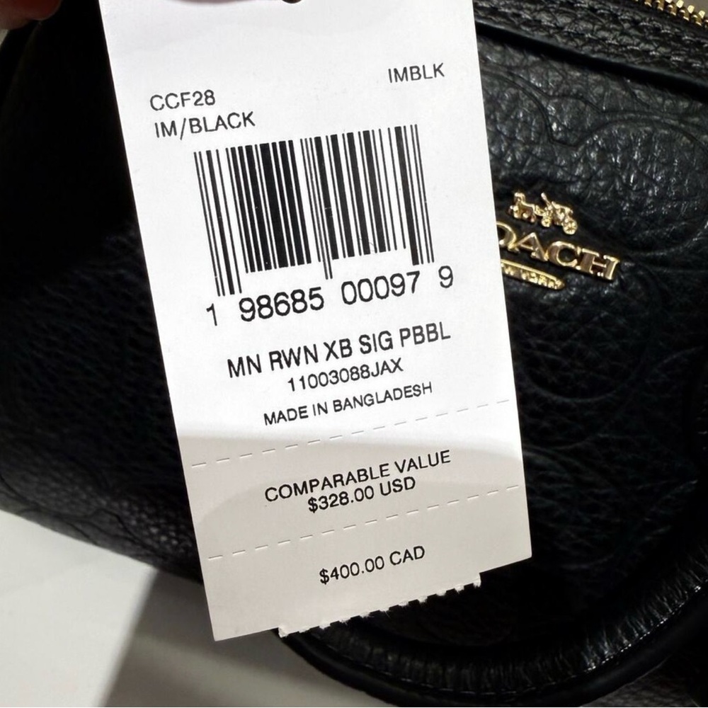 Coach Black mini Rowan signature leather with Gold Accents-NWT - Picture 4 of 5